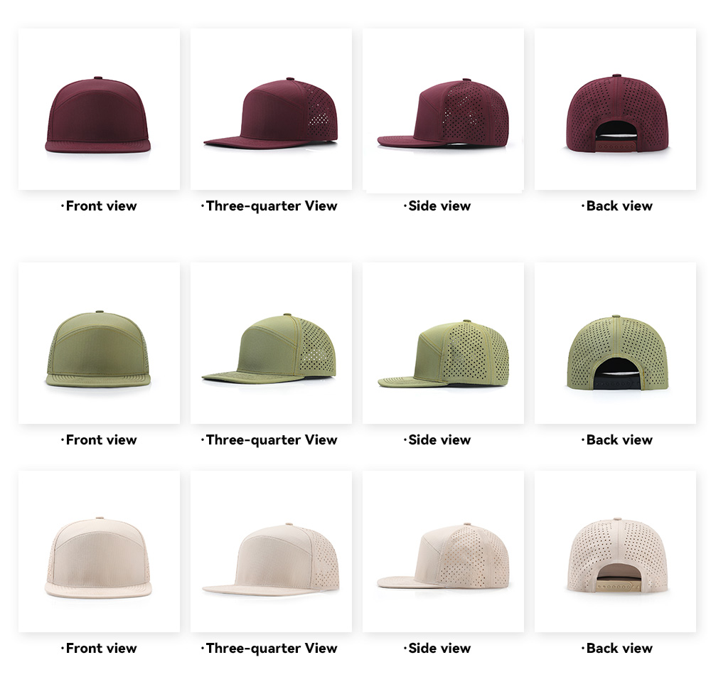 6-Panel Water-Resistant Quick Dry Flat Brim Baseball Cap   --Q8500