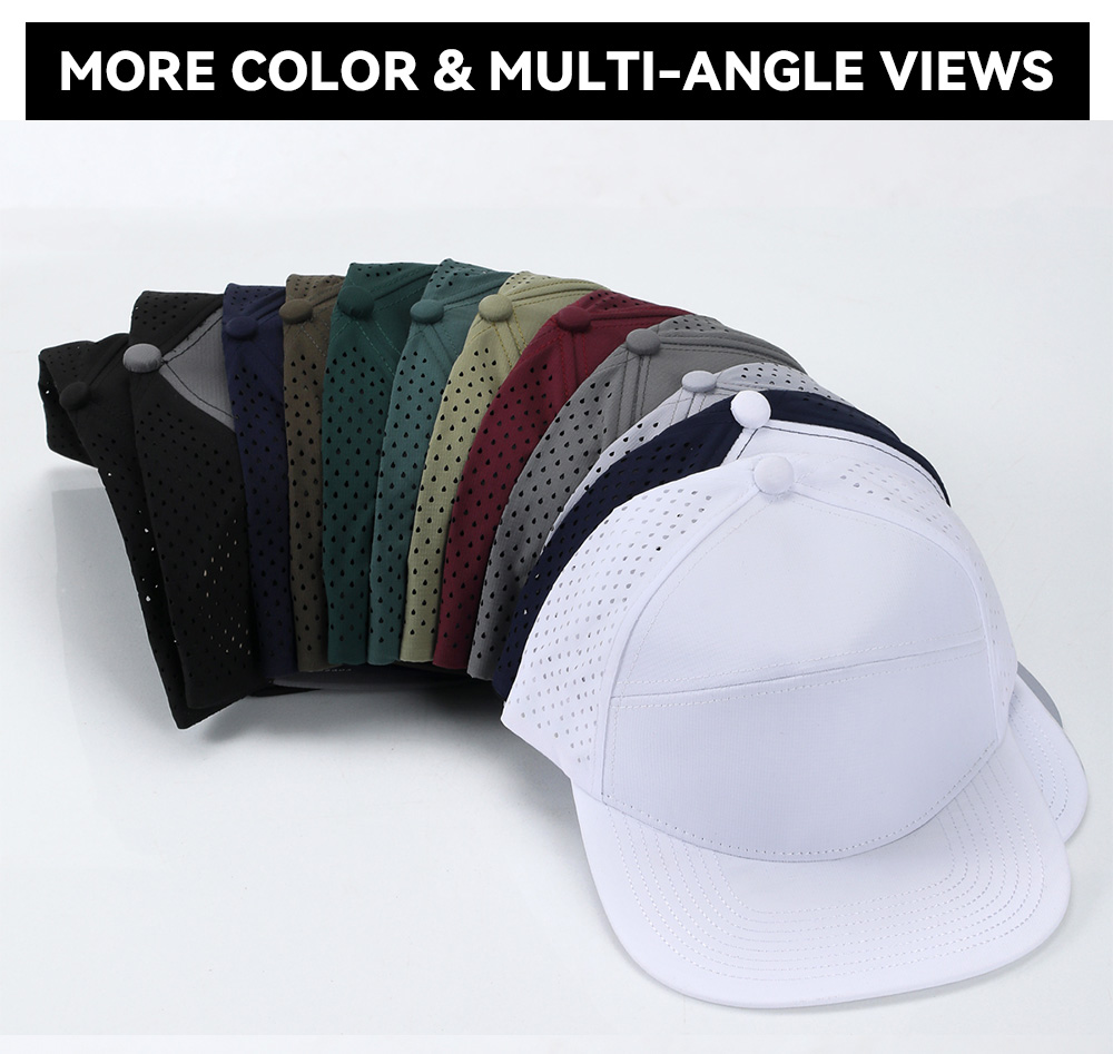 6-Panel Water-Resistant Quick Dry Flat Brim Baseball Cap   --Q8500