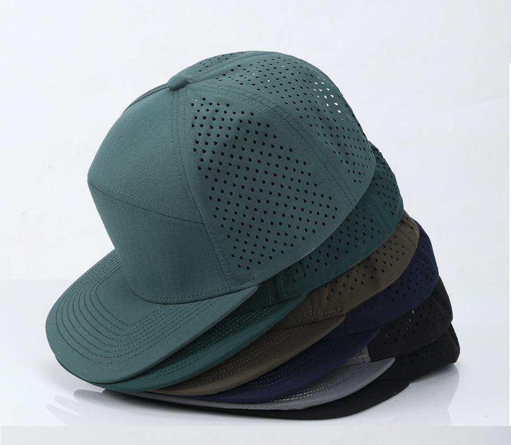 6-Panel Water-Resistant Quick Dry Flat Brim Baseball Cap   --Q8500