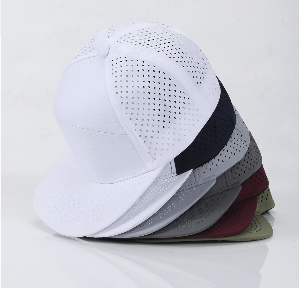 6-Panel Water-Resistant Quick Dry Flat Brim Baseball Cap   --Q8500