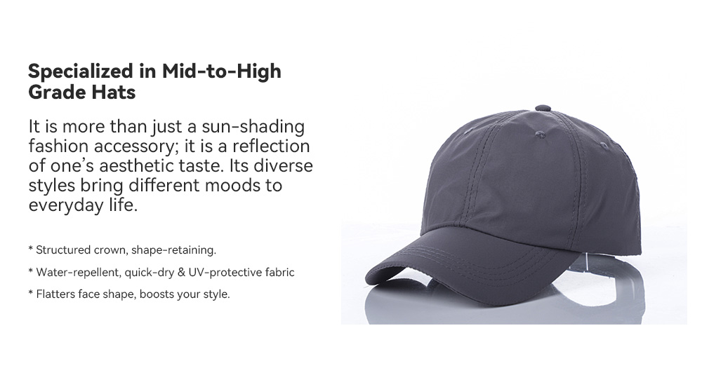 6-Panel Quick Dry Water-Resistant Baseball Cap    --Q601