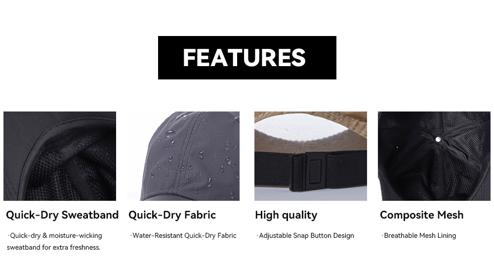 6-Panel Quick Dry Water-Resistant Baseball Cap    --Q601