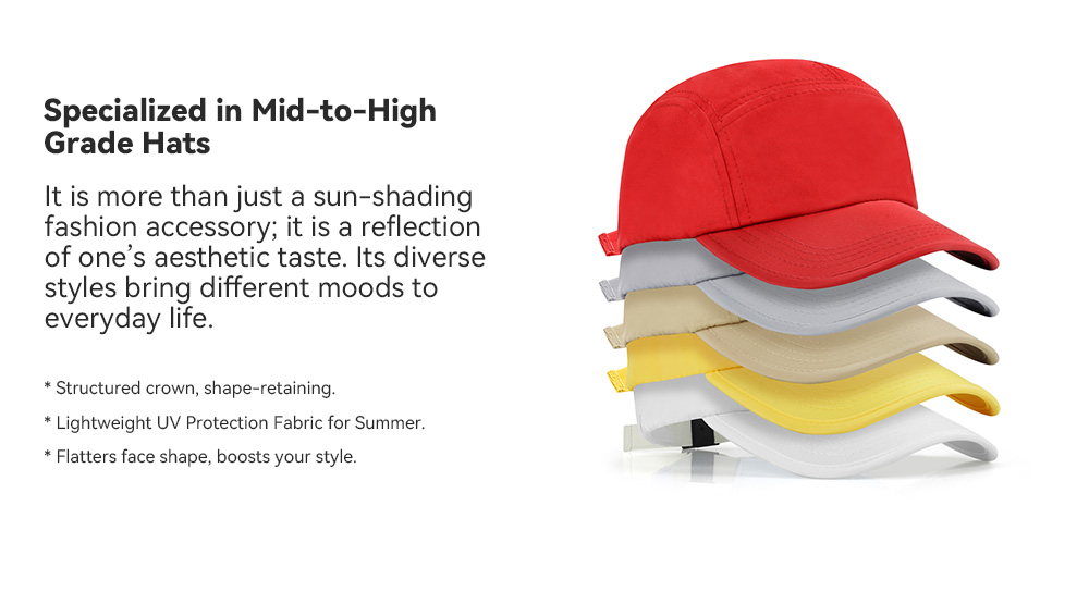 5 Panel Baseball Cap, Bound Edge Brim    --Q612