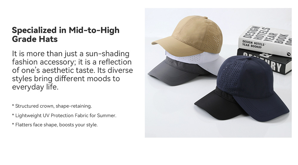 6-Panel Quick-Dry Perforated Water-Resistant Baseball Cap   --Q605