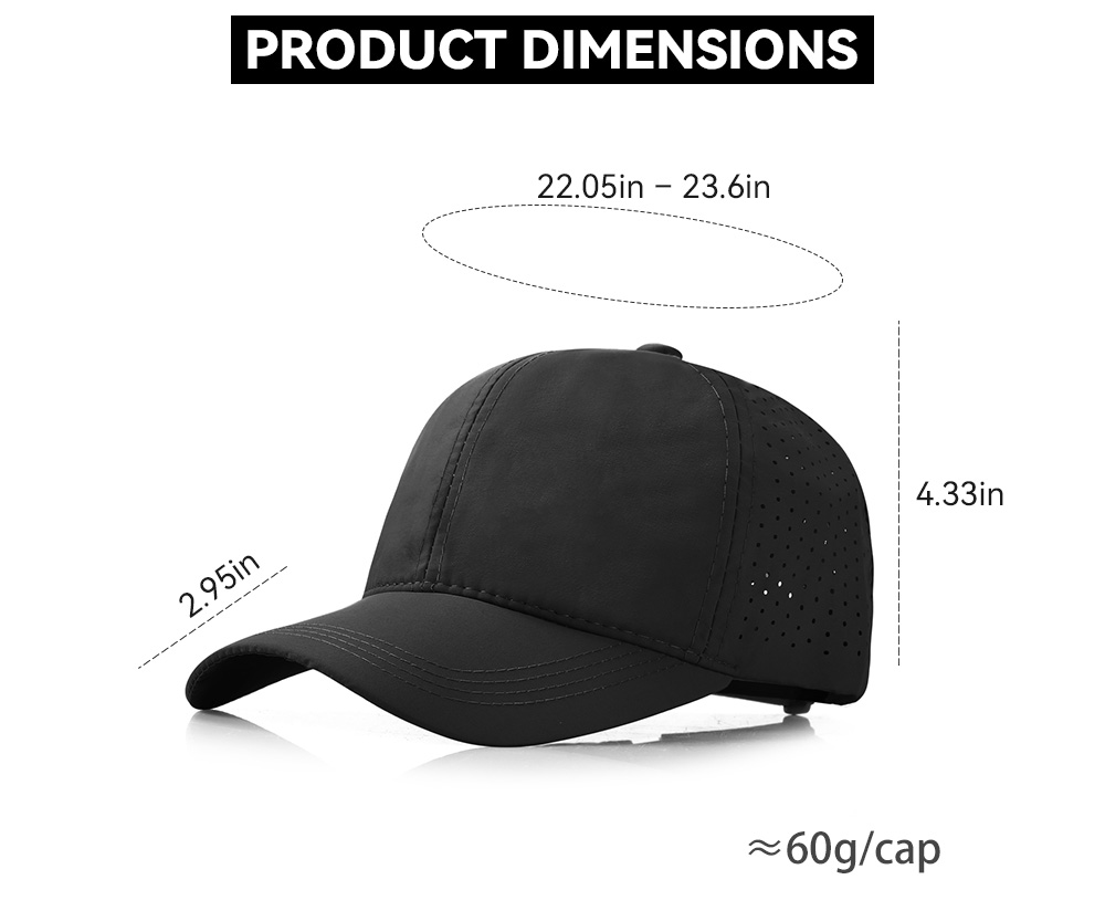6-Panel Quick-Dry Perforated Water-Resistant Baseball Cap   --Q605