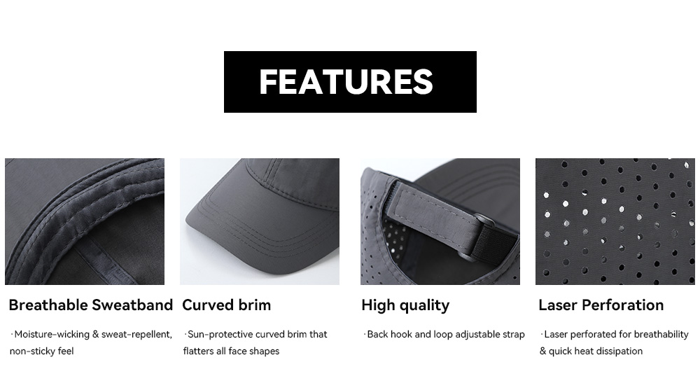 6-Panel Quick-Dry Perforated Water-Resistant Baseball Cap   --Q605