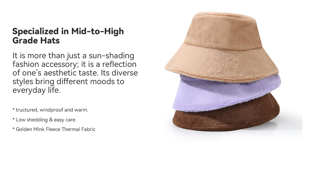 Golden Mink Fleece Bucket Hat   --FH302