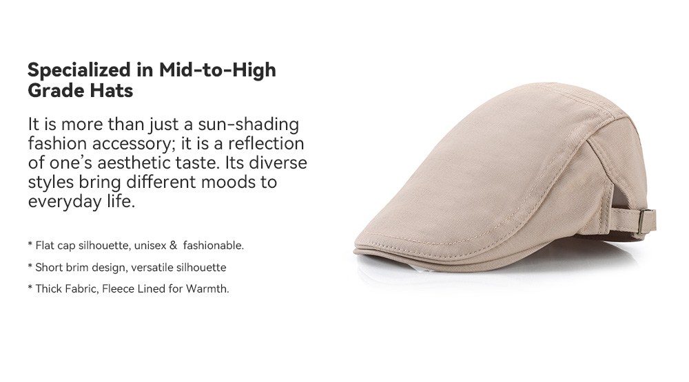 Cotton Fleece-Lined Flat Cap --001