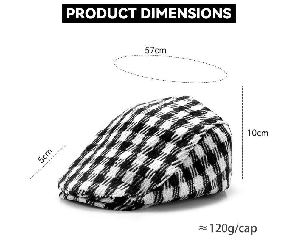 Plaid Woolen Flat Cap  --B014
