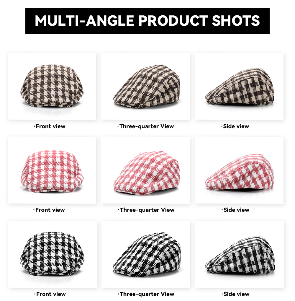 Plaid Woolen Flat Cap  --B014