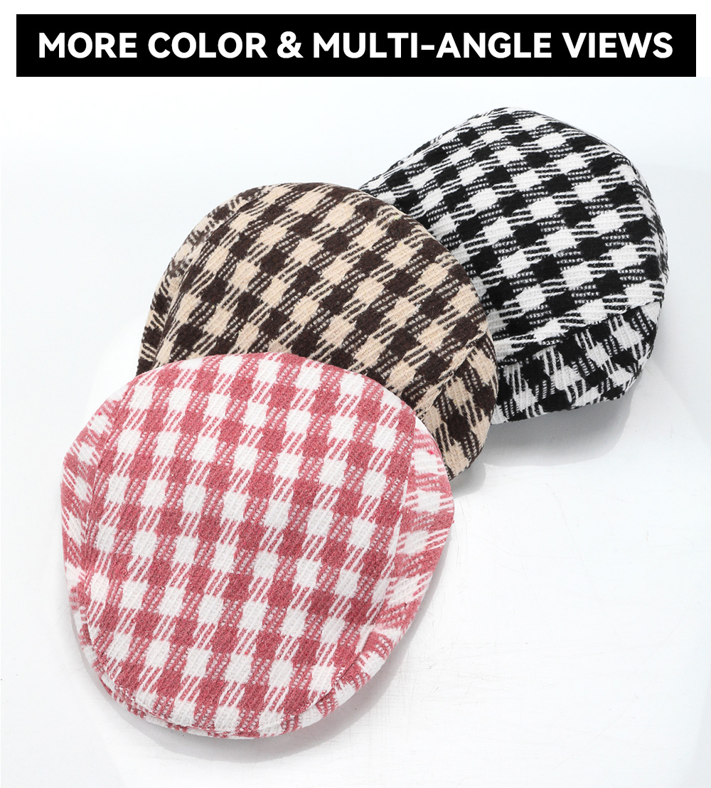 Plaid Woolen Flat Cap  --B014