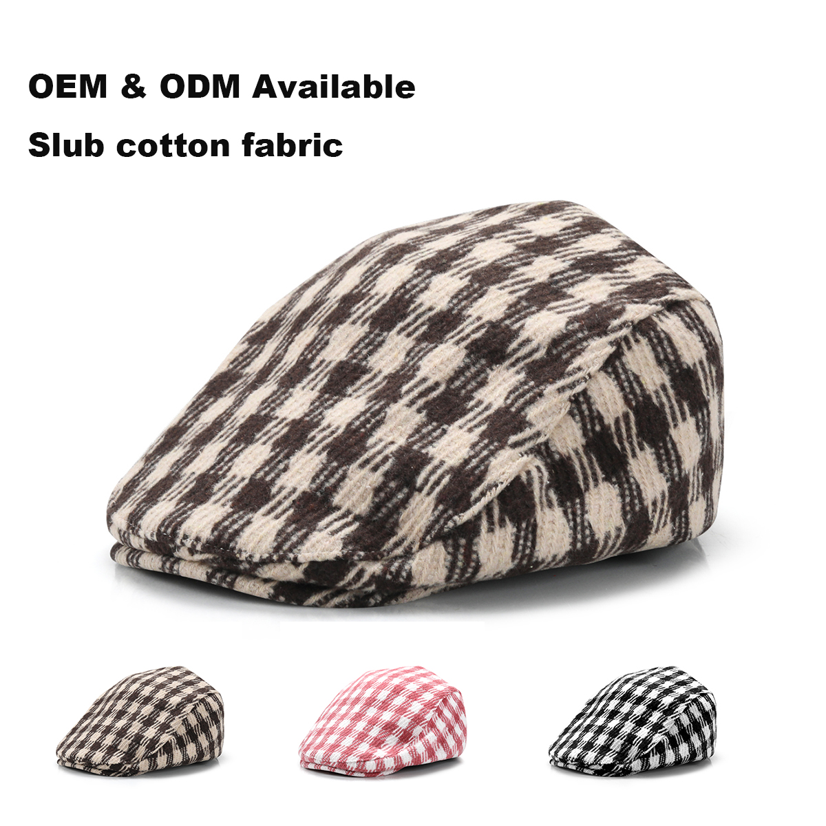 Plaid Woolen Flat Cap  --B014