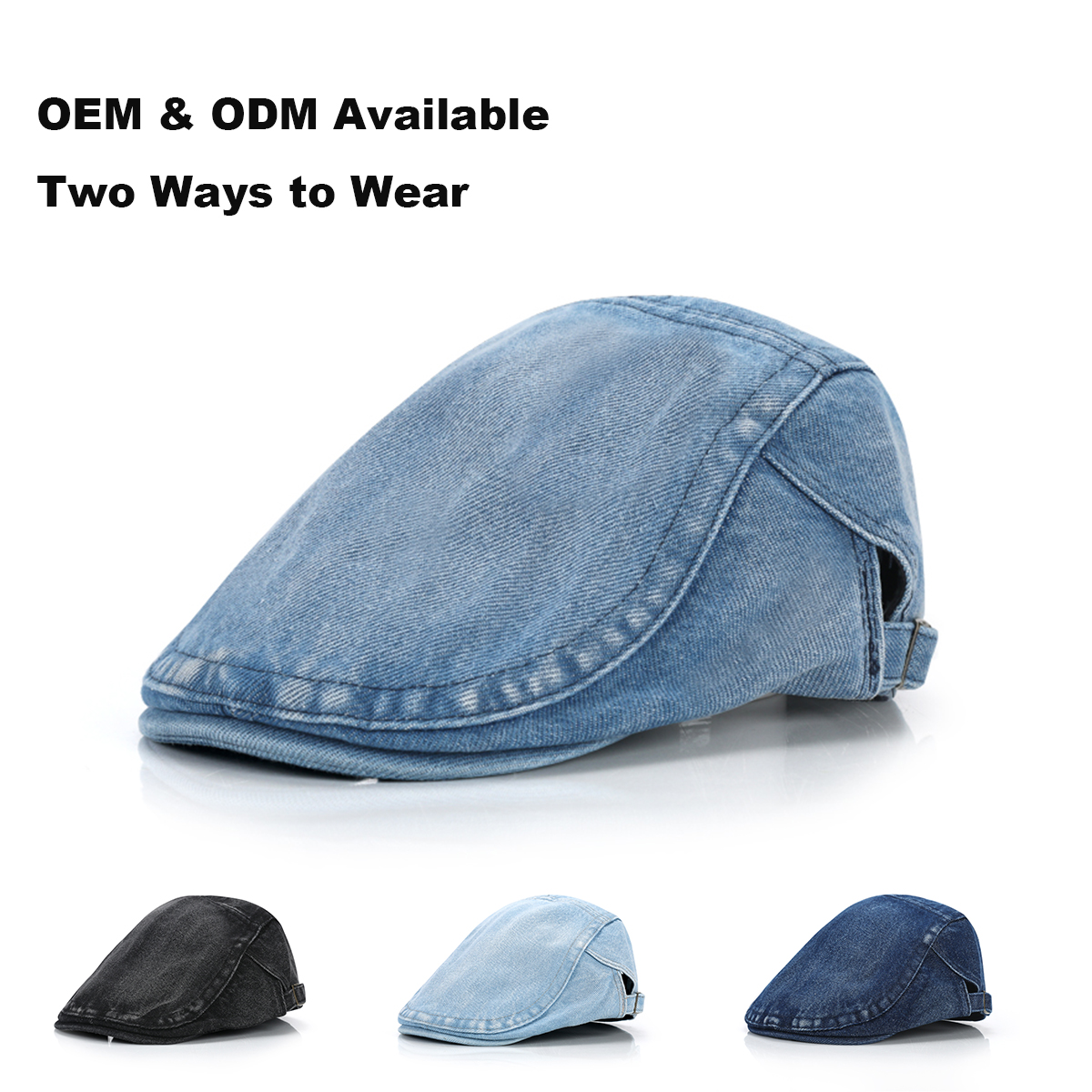 Washed Distressed Denim Ivy Cap    --B008