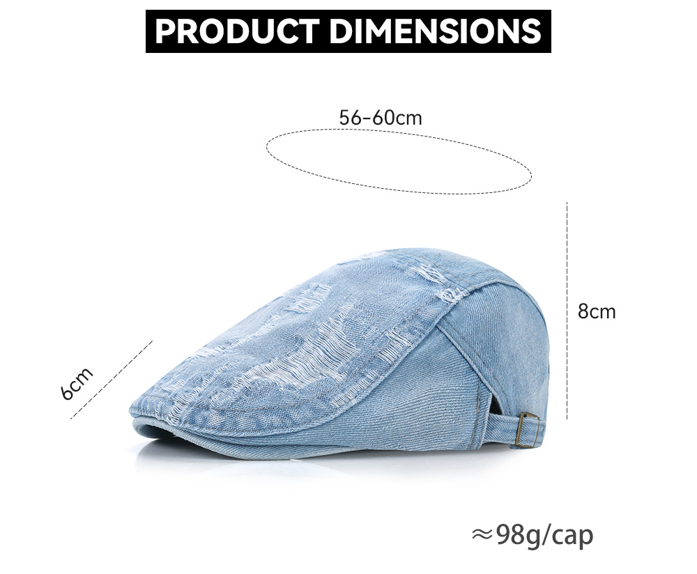 Washed Ripped Denim Flat Cap   --B202