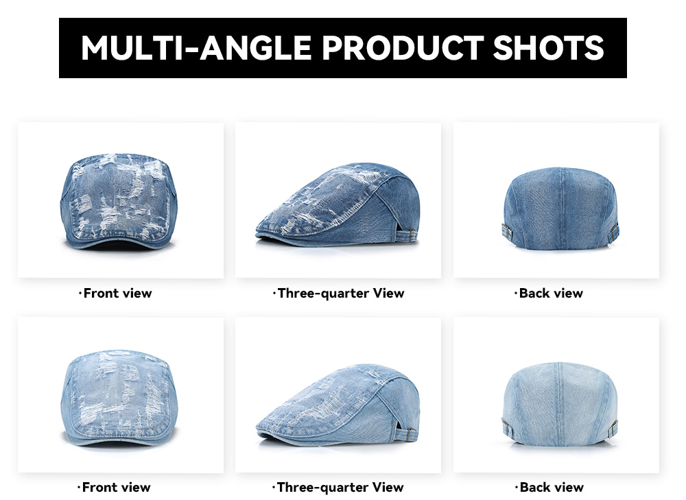 Washed Ripped Denim Flat Cap   --B202