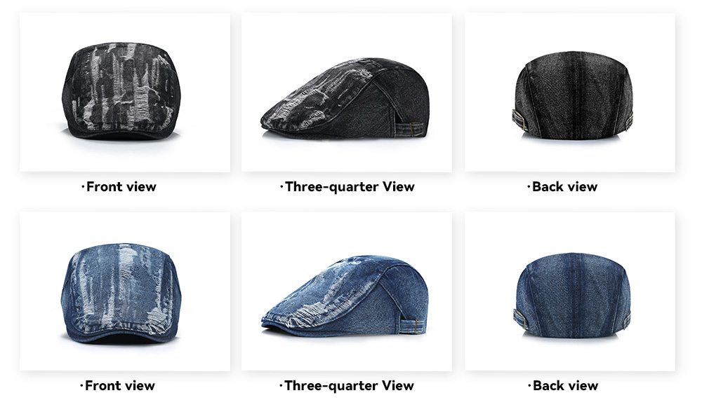 Washed Ripped Denim Flat Cap   --B202
