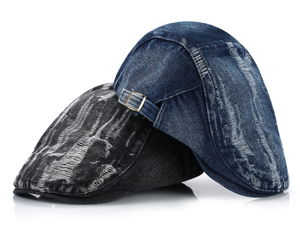 Washed Ripped Denim Flat Cap   --B202