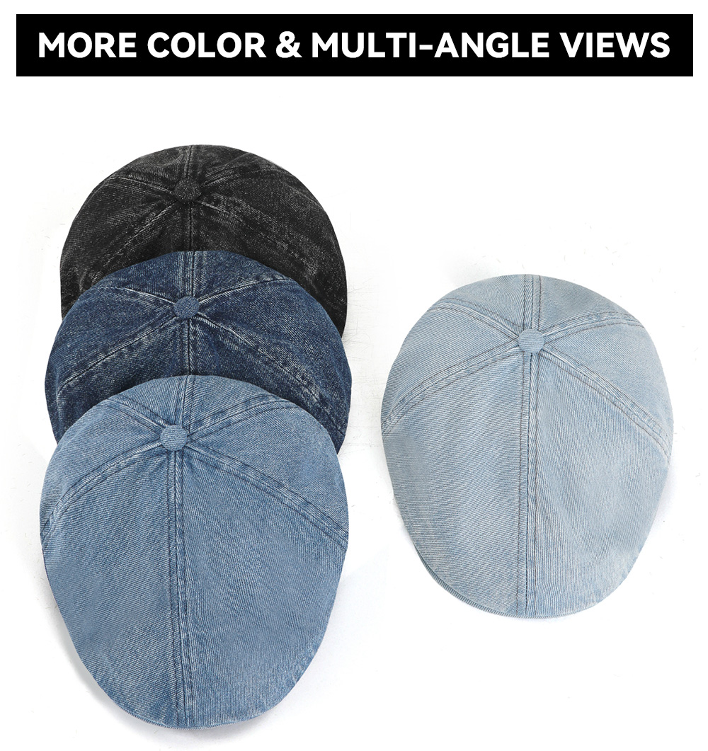 Washed Distressed Denim Newsboy Cap   --B219