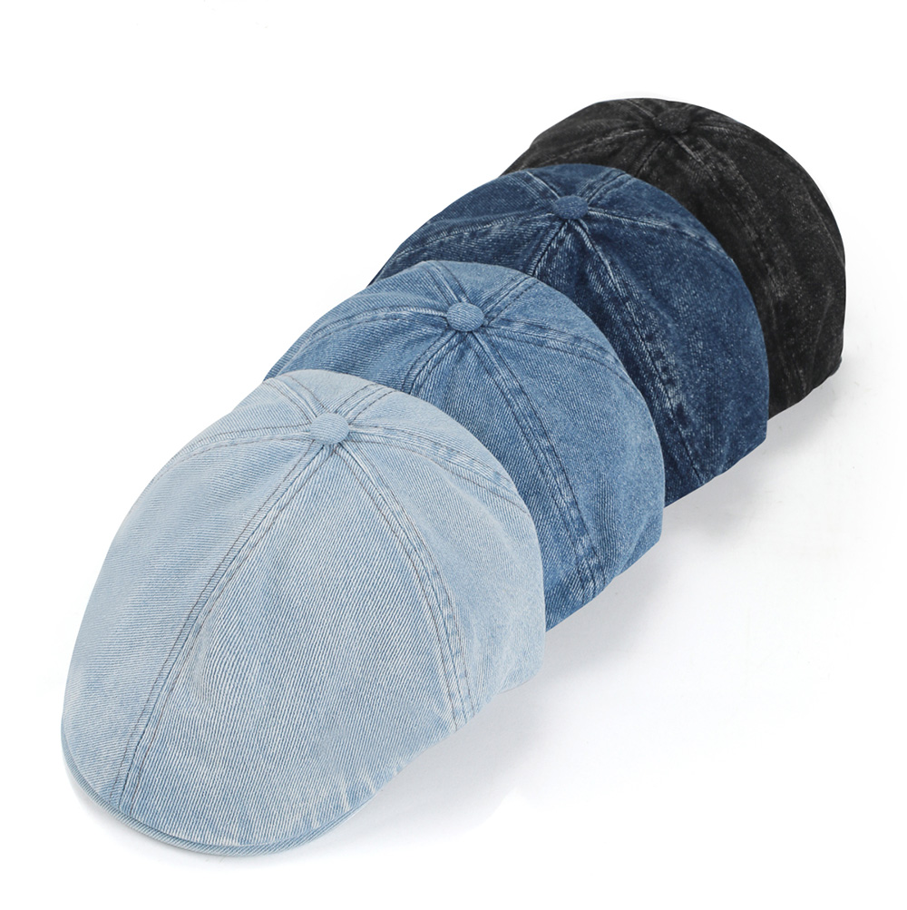 Washed Distressed Denim Newsboy Cap   --B219