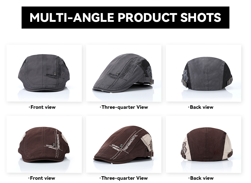 Cotton Skull Color Block Flat Cap   --B302