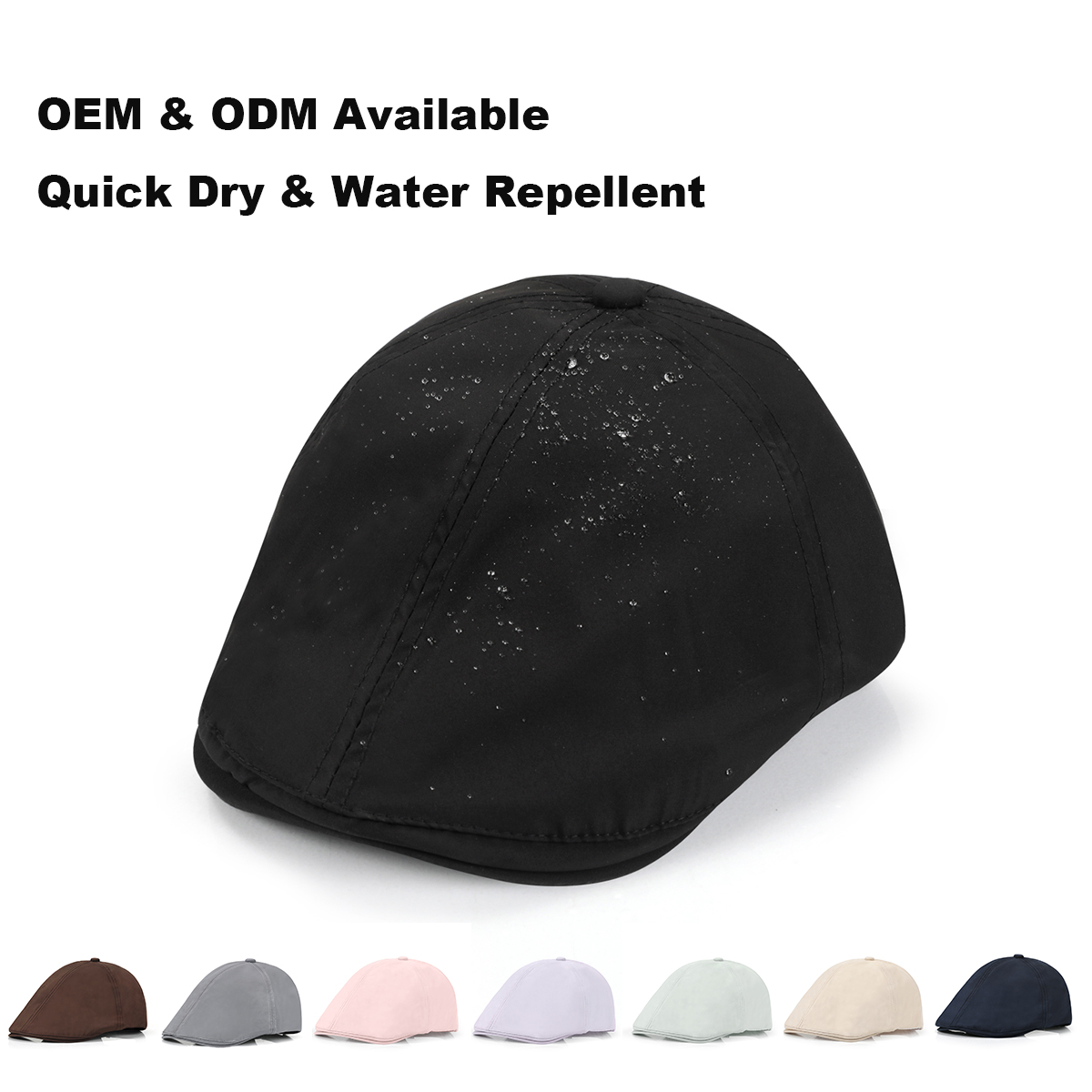 Quick Dry Water Repellent Flat Cap  --B330