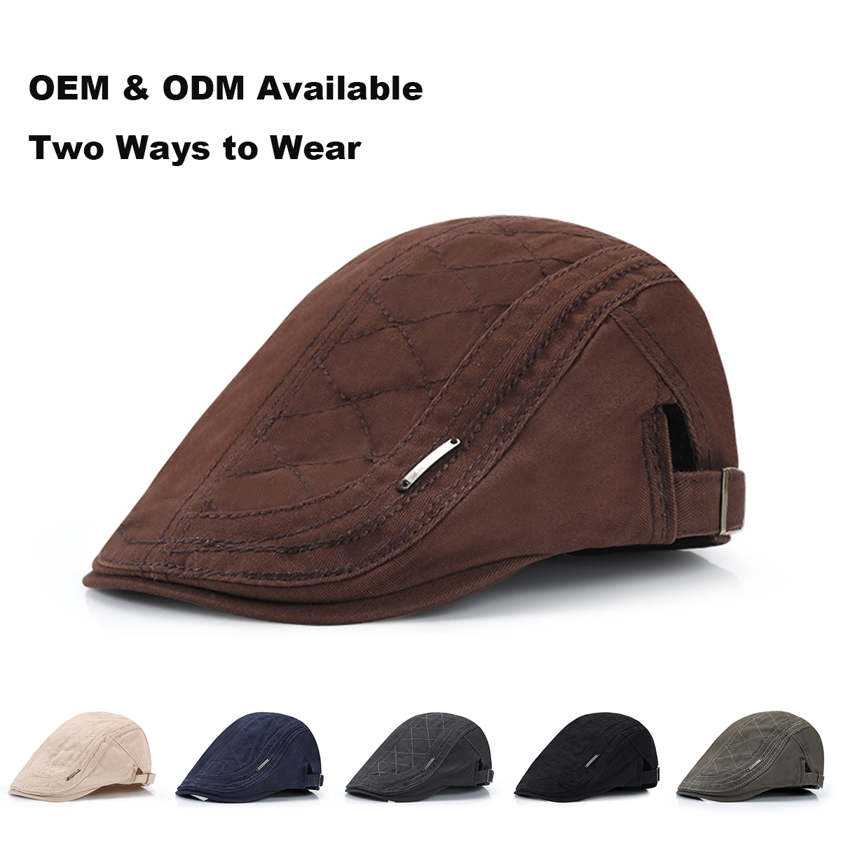Cotton Flat Cap with Metal Logo