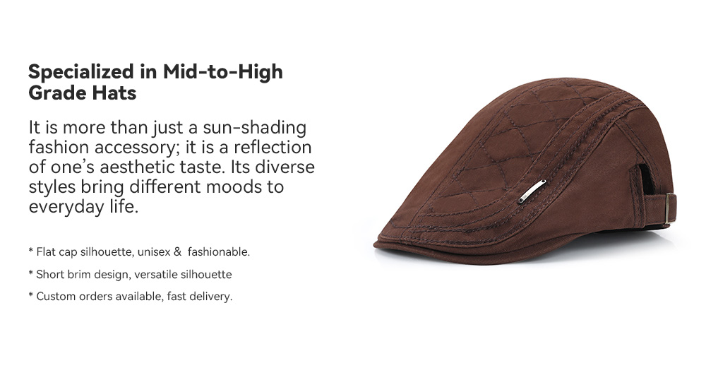 Cotton Flat Cap with Metal Logo