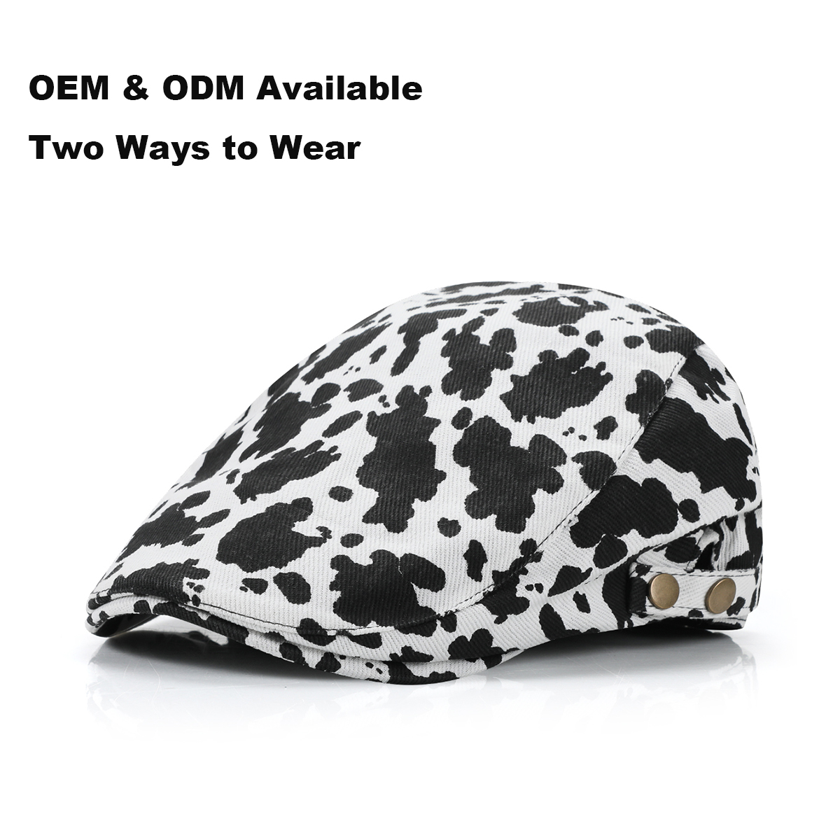  Cow Print Flat Cap