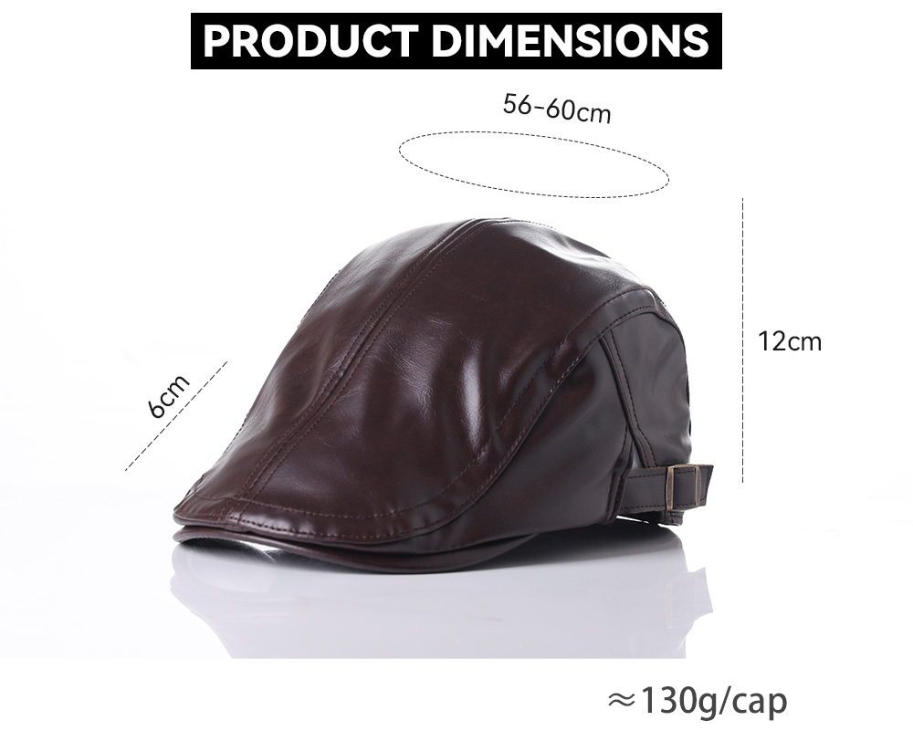 Faux Leather Fleece Lined Flat Cap   --B006