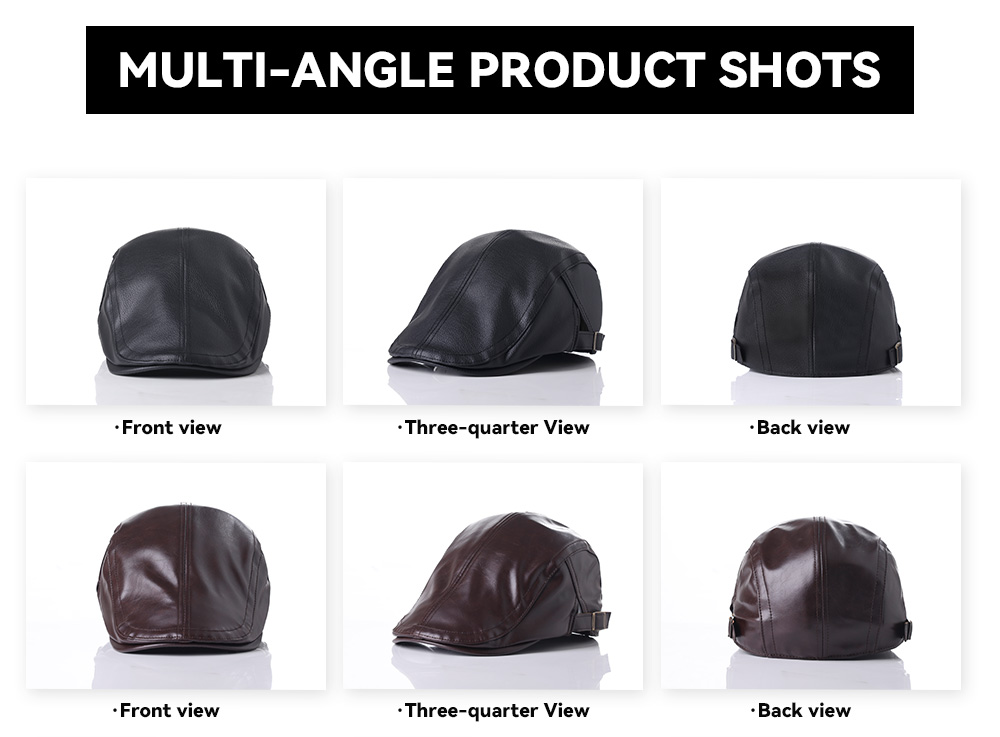 Faux Leather Fleece Lined Flat Cap   --B006