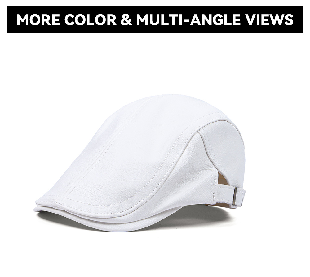 Faux Leather Fleece Lined Flat Cap   --B006