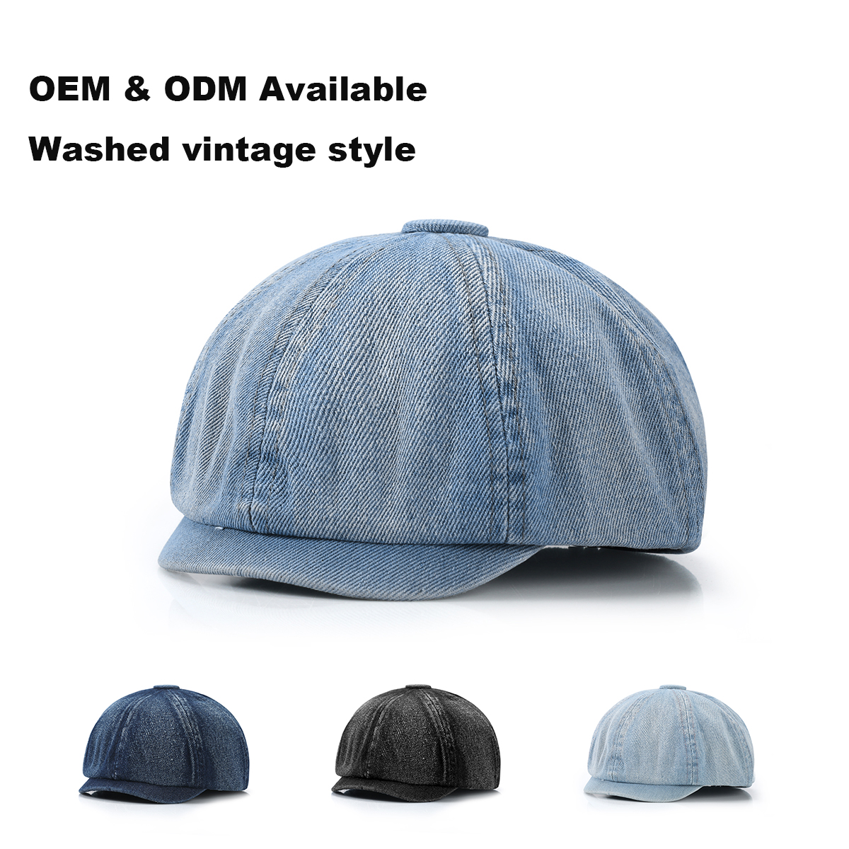 Washed Distressed Octagonal Cap   --OX002