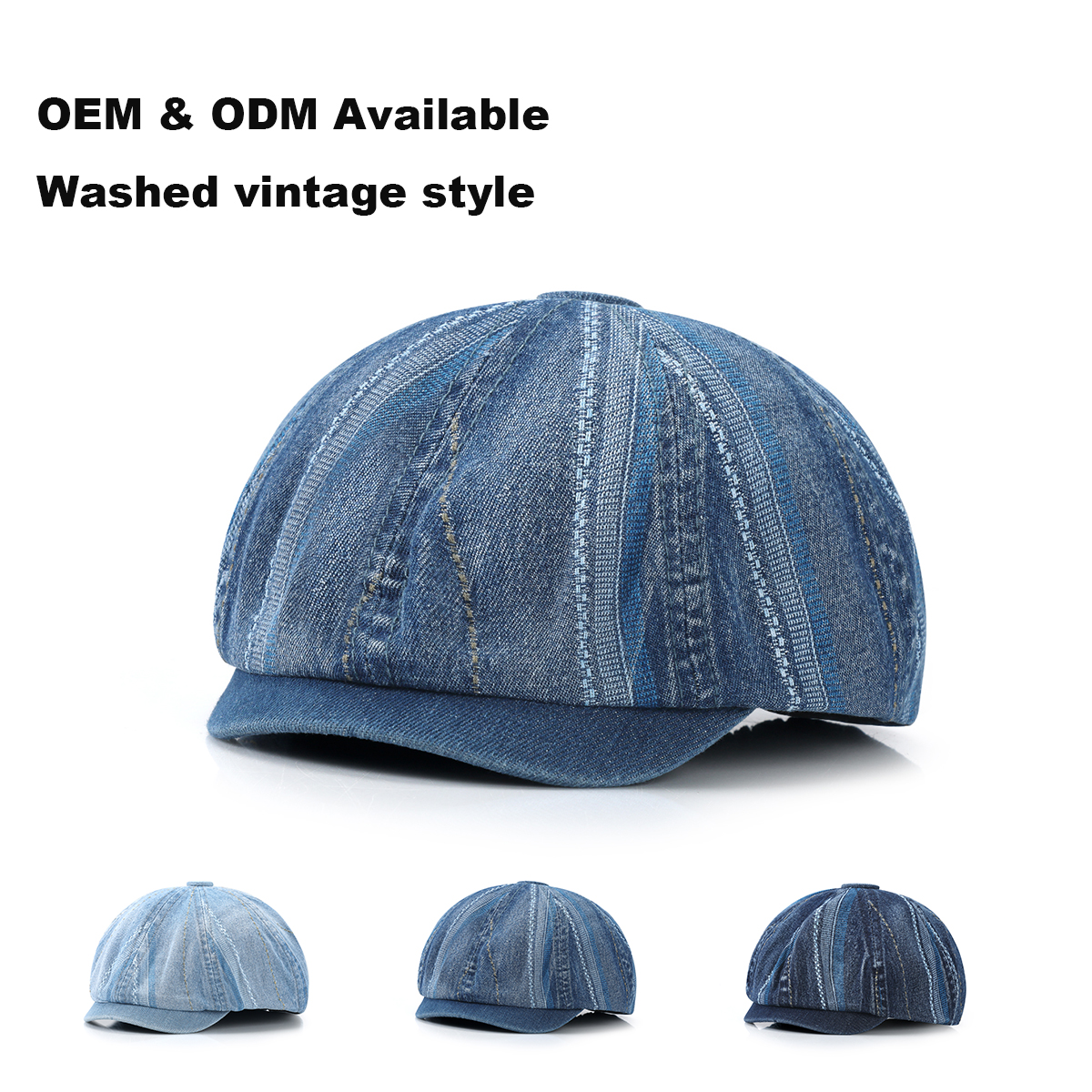 Washed Distressed Octagonal Cap   --OX003