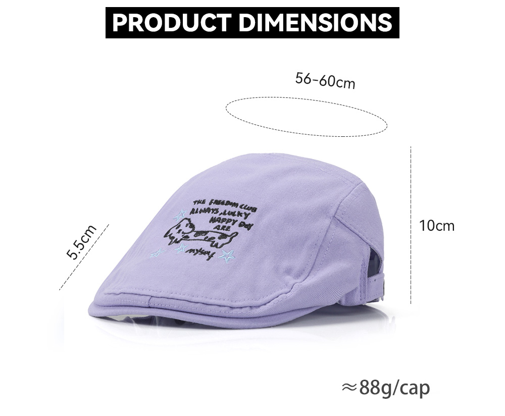 Cotton Flat Cap with Dachshund Embroidery  --#B600