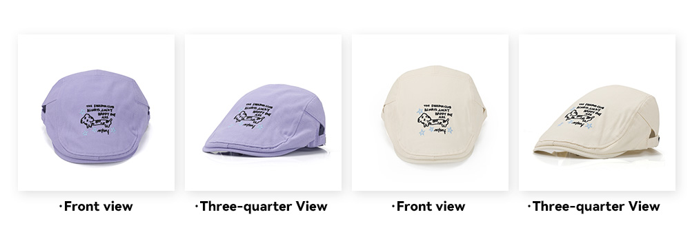 Cotton Flat Cap with Dachshund Embroidery  --#B600