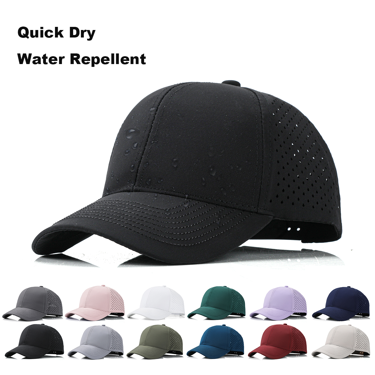 6-Panel Quick Dry Water Repellent Perforated Baseball Cap   --Q6900