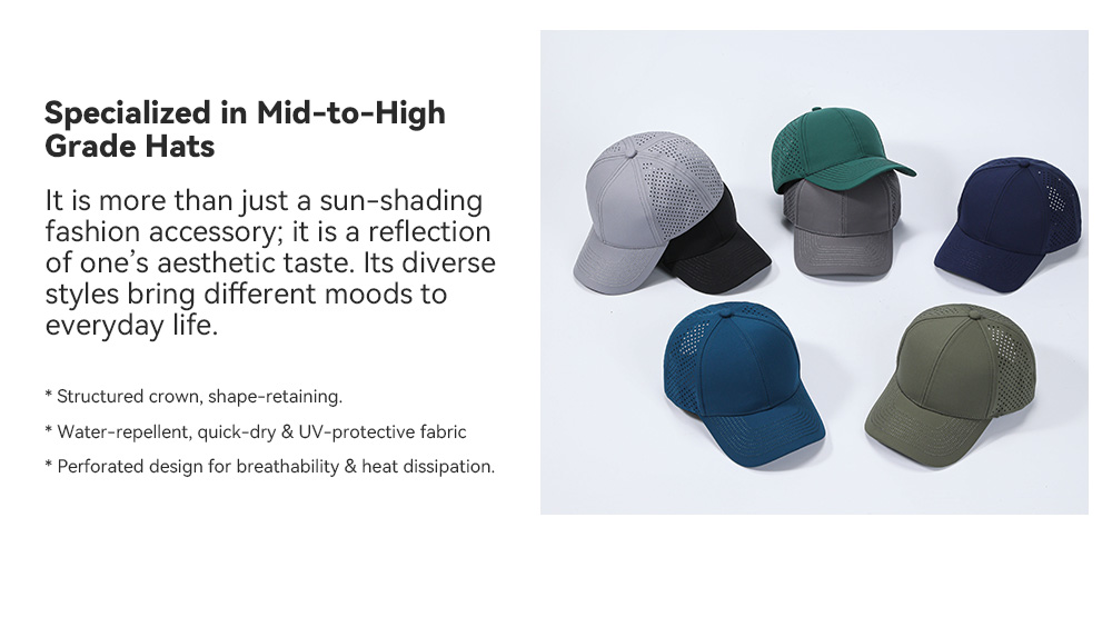 6-Panel Quick Dry Water Repellent Perforated Baseball Cap   --Q6900
