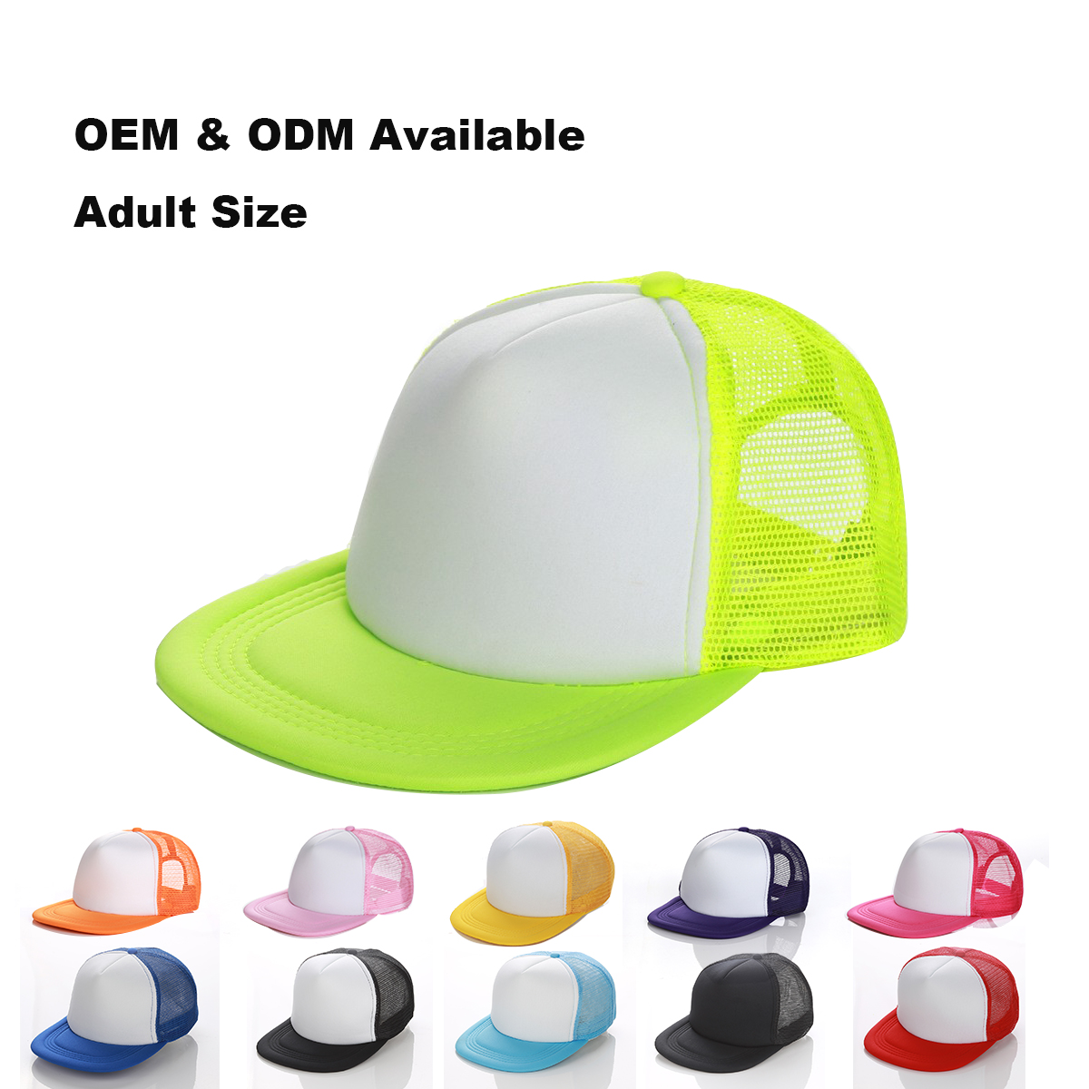 Adult Size Flat Brim Foam Trucker Cap   --F501