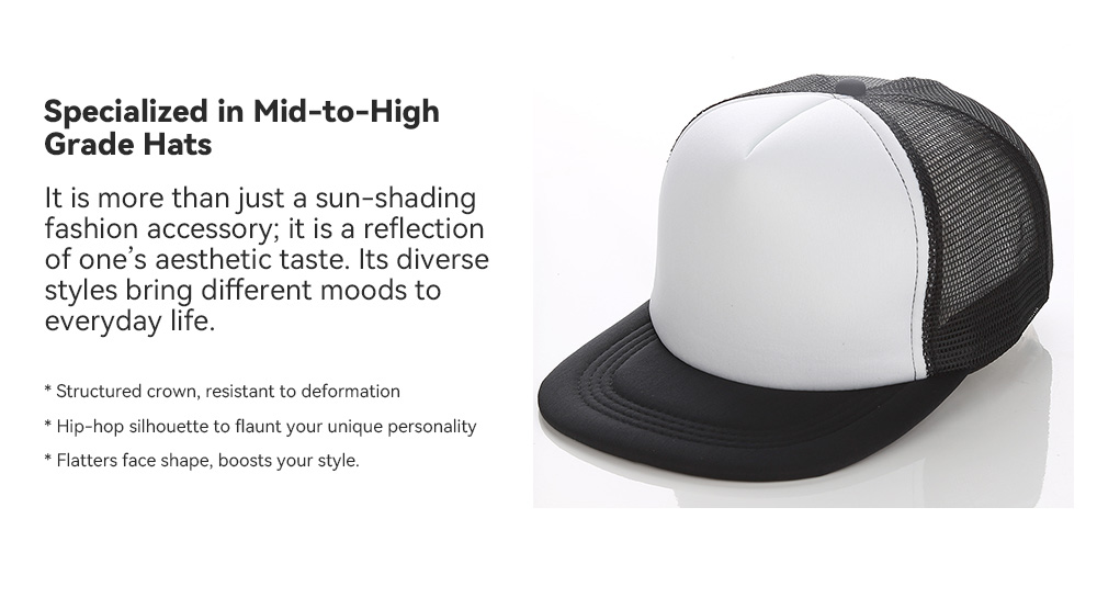 Adult Size Flat Brim Foam Trucker Cap   --F501